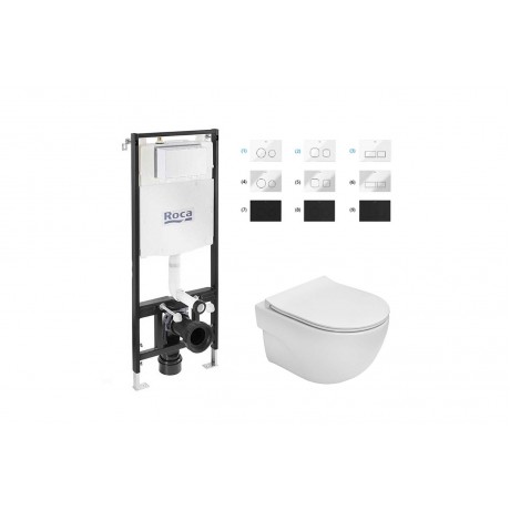 A89006002E Active One + A346244000 Meridian Compact + A8012B2002 Supralit - Oкачена Тоалетна MERIDIAN RIMLESS COMPACT + Структура и Бутон ACTIVE ONE + Тънка Седалка и Капак