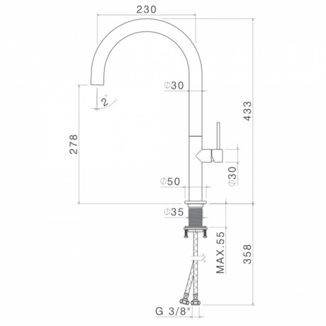 V20020.AC.005 Vema Tiber Steel - Кухненски смесител