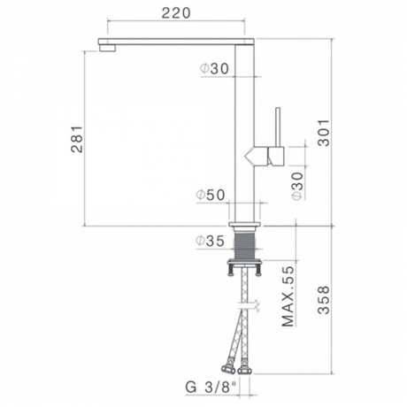 V20022.AC.005 Vema Tiber Steel - Кухненски Смесител 