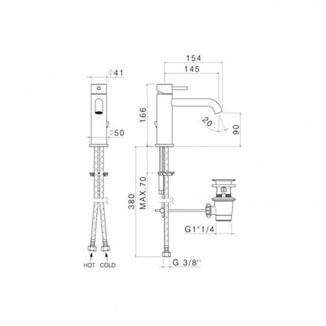 V17010.AC.005 Vema Tiber Steel - Смесител За Умивалник 