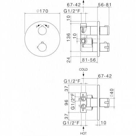 Vema Slate Thermo Crh - Душ Система За Вграждане с Термостат и Ултратънка Пита
