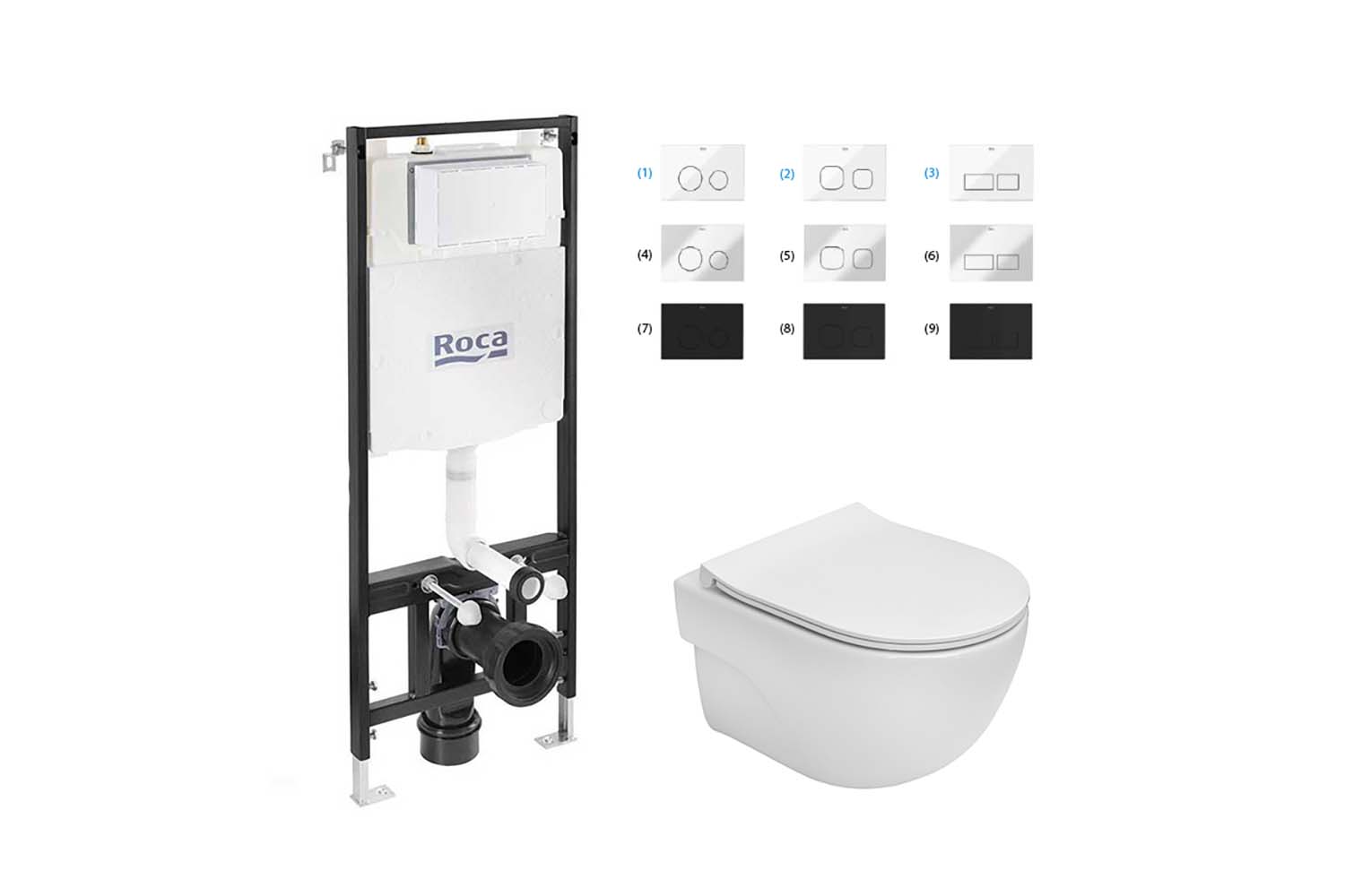 A89006002E Active One + A346244000 Meridian Compact + A8012B2002 Supralit - Oкачена Тоалетна MERIDIAN RIMLESS COMPACT + Структура и Бутон ACTIVE ONE + Тънка Седалка и Капак